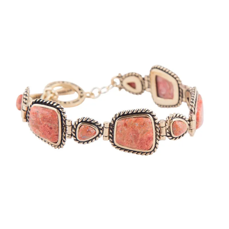 Orange Sponge Coral and Golden Toggle Bracelet sold by Barse