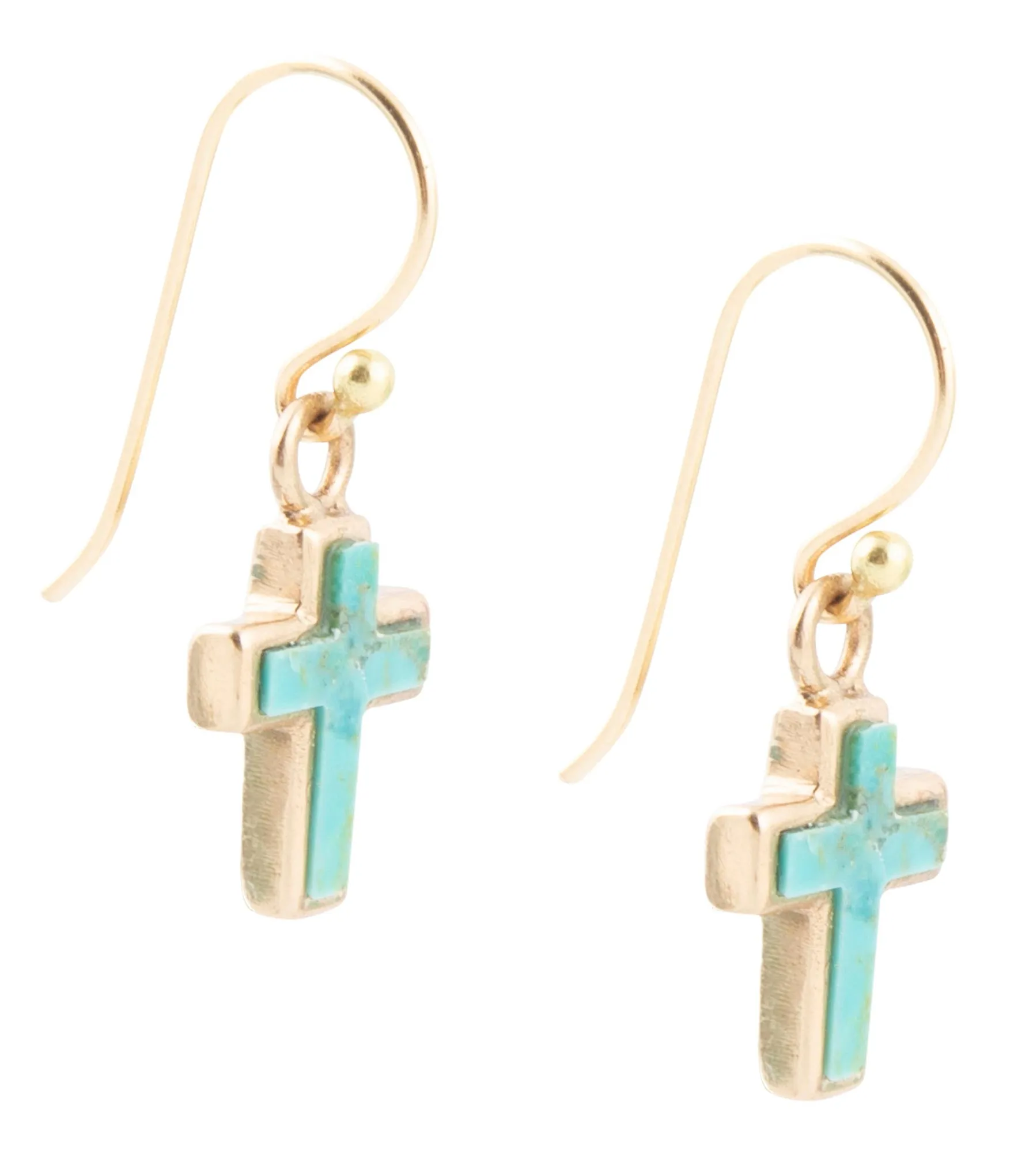 Touch of Blue Turquoise Golden Cross Drop Earrings sold by Barse product image thumbnail 4
