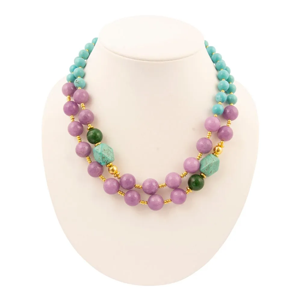 Seville Green and Purple Jade Golden Strand Necklace sold by Barse product image thumbnail 3