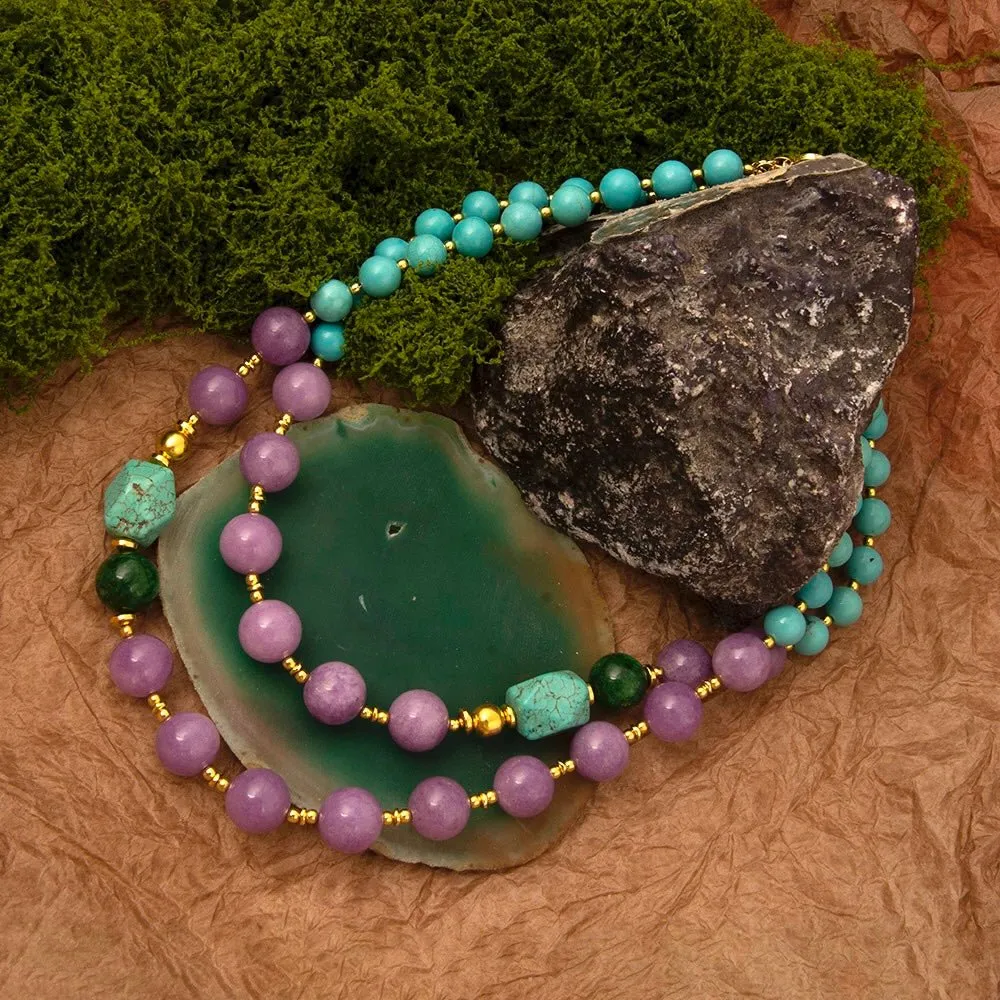 Seville Green and Purple Jade Golden Strand Necklace sold by Barse product image thumbnail 4
