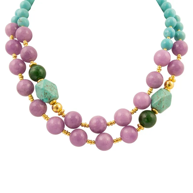 Seville Green and Purple Jade Golden Strand Necklace sold by Barse