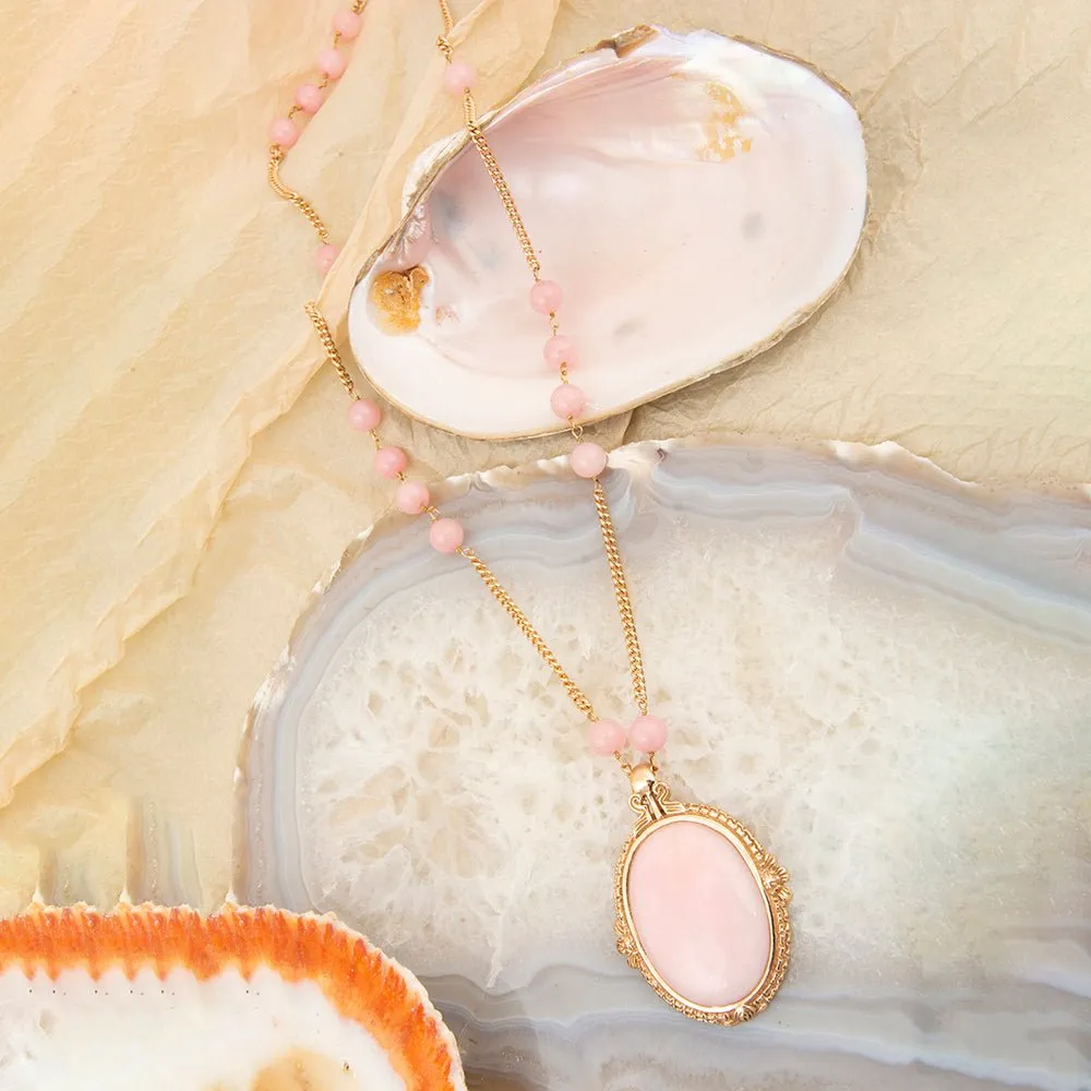 Pink Opal Golden Pendant Chain Necklace sold by Barse product image thumbnail 4