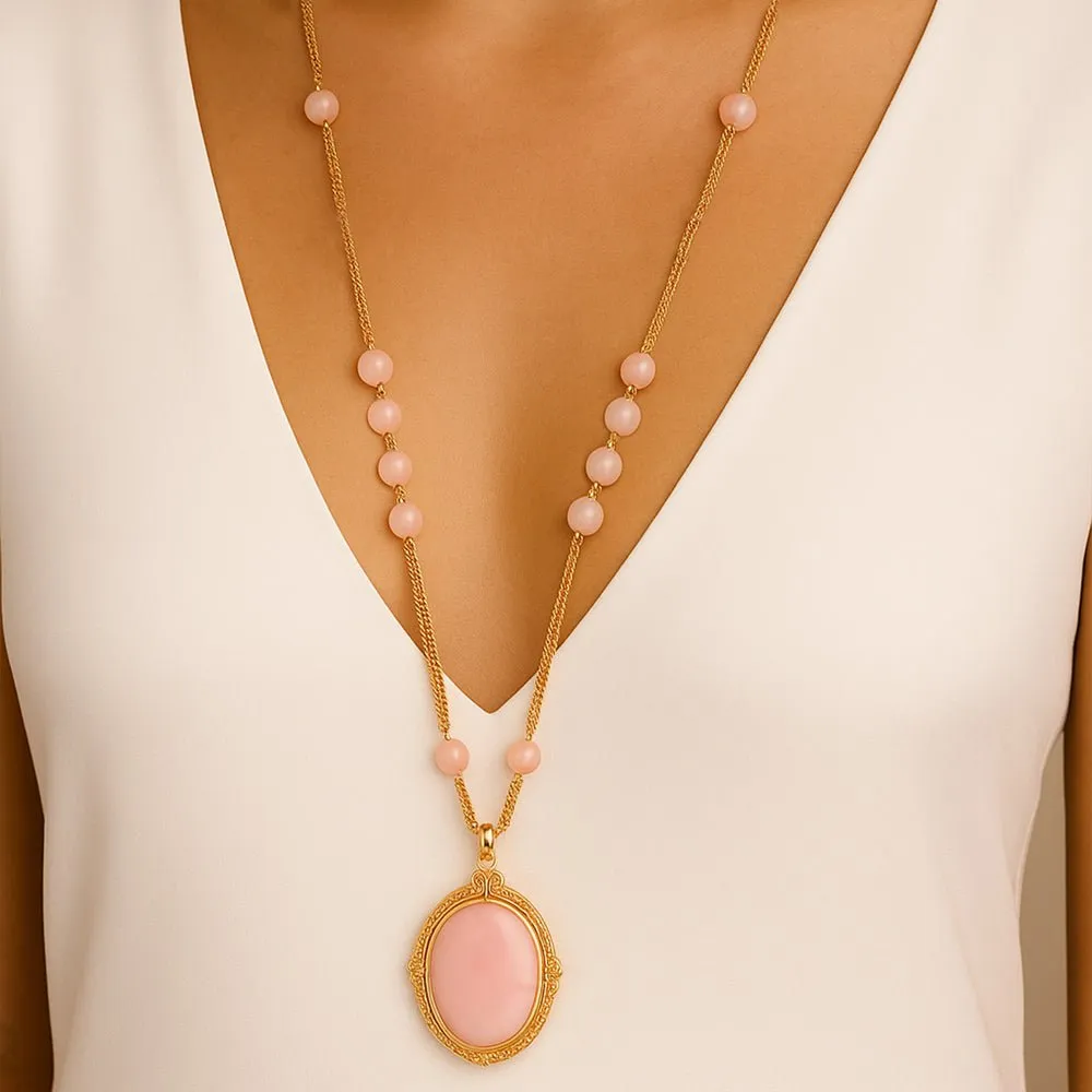 Pink Opal Golden Pendant Chain Necklace sold by Barse product image thumbnail 2