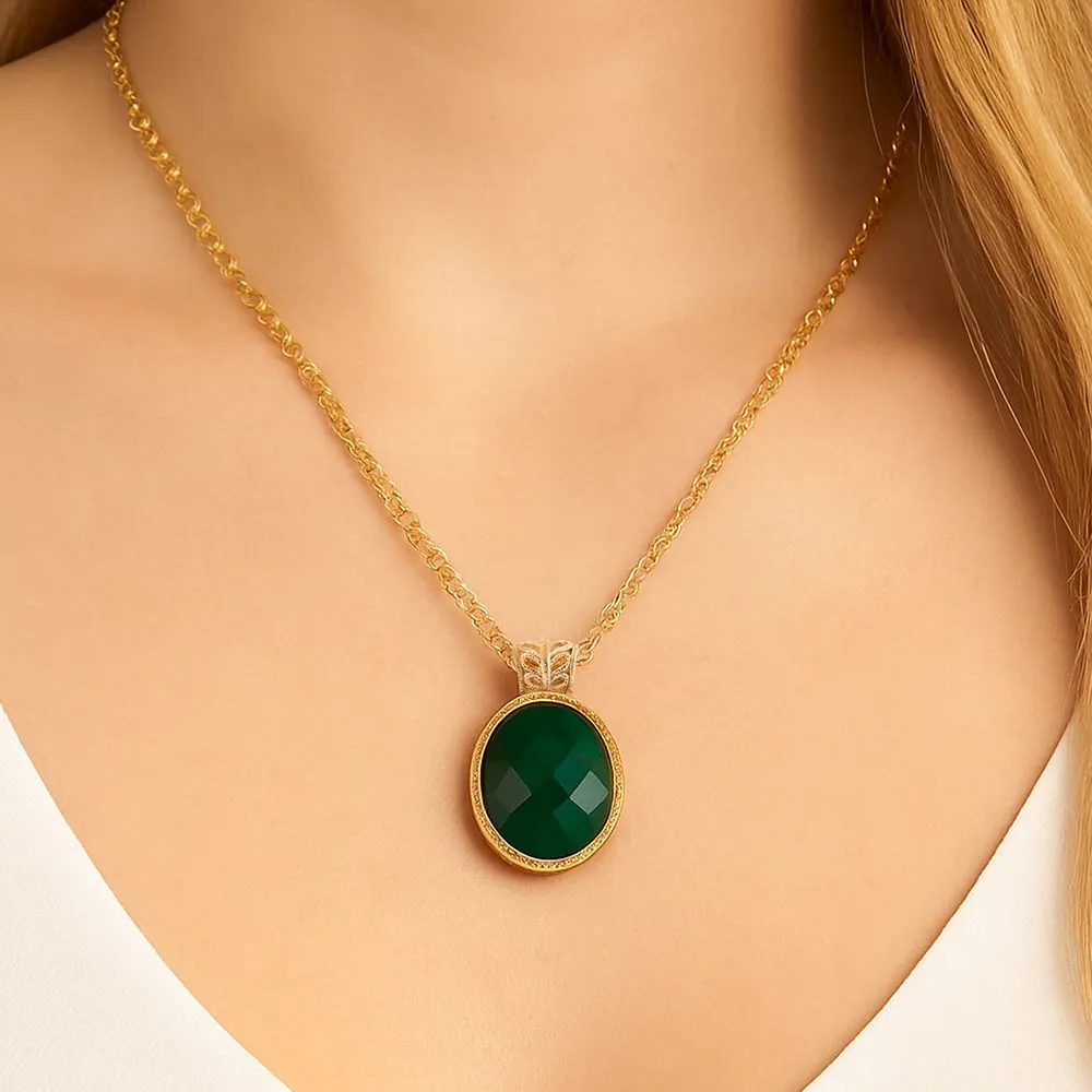 Green Agate Golden Lace Pendant Necklace sold by Barse product image thumbnail 2