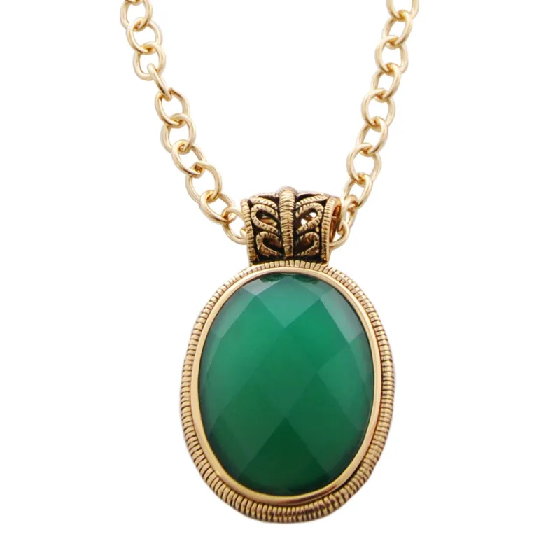 Green Agate Golden Lace Pendant Necklace sold by Barse