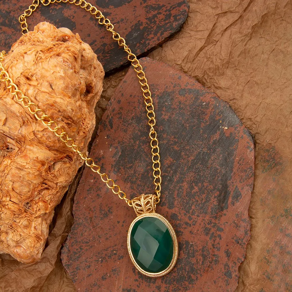 Green Agate Golden Lace Pendant Necklace sold by Barse product image thumbnail 4