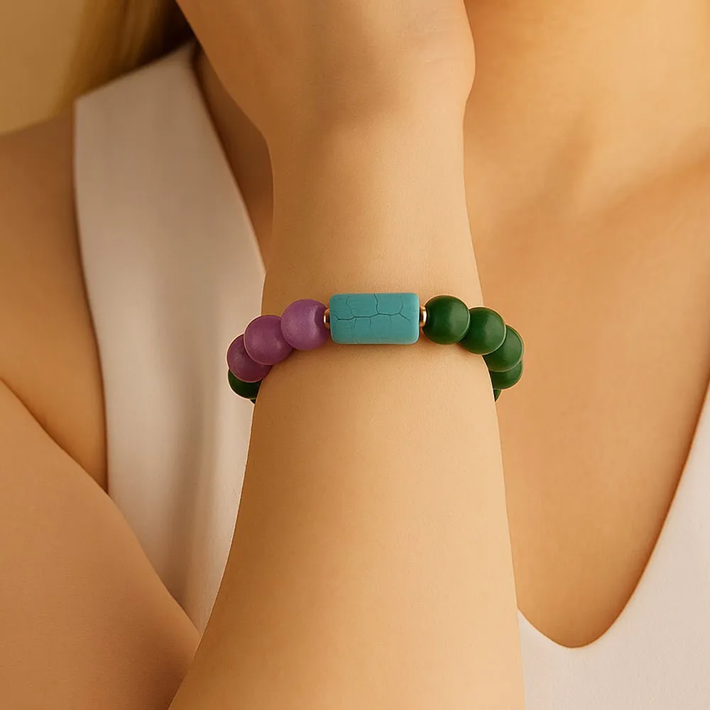 Seville Green and Purple Jade Golden Statement Bracelet sold by Barse product image thumbnail 2