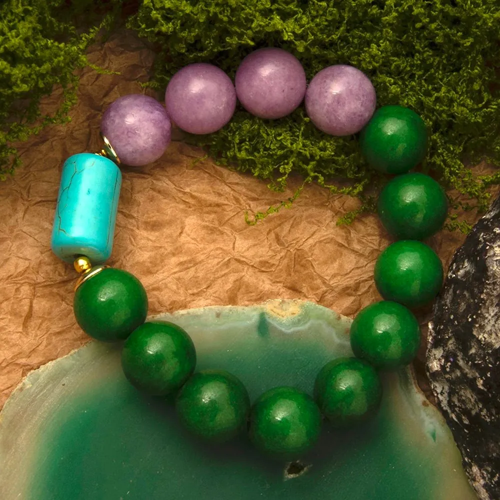 Seville Green and Purple Jade Golden Statement Bracelet sold by Barse product image thumbnail 3