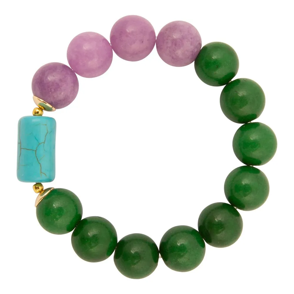 Seville Green and Purple Jade Golden Statement Bracelet sold by Barse product image thumbnail 4