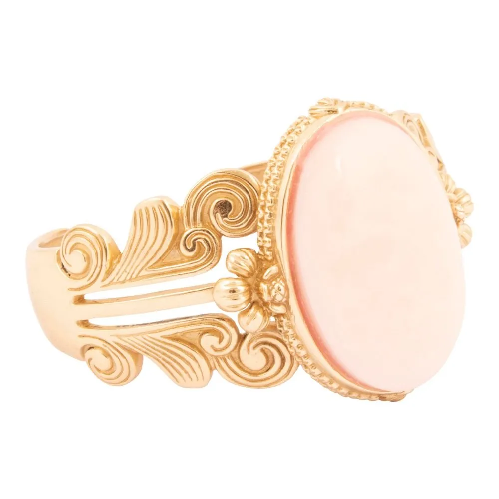 Pink Opal Golden Lotus Statement Cuff Bracelet sold by Barse