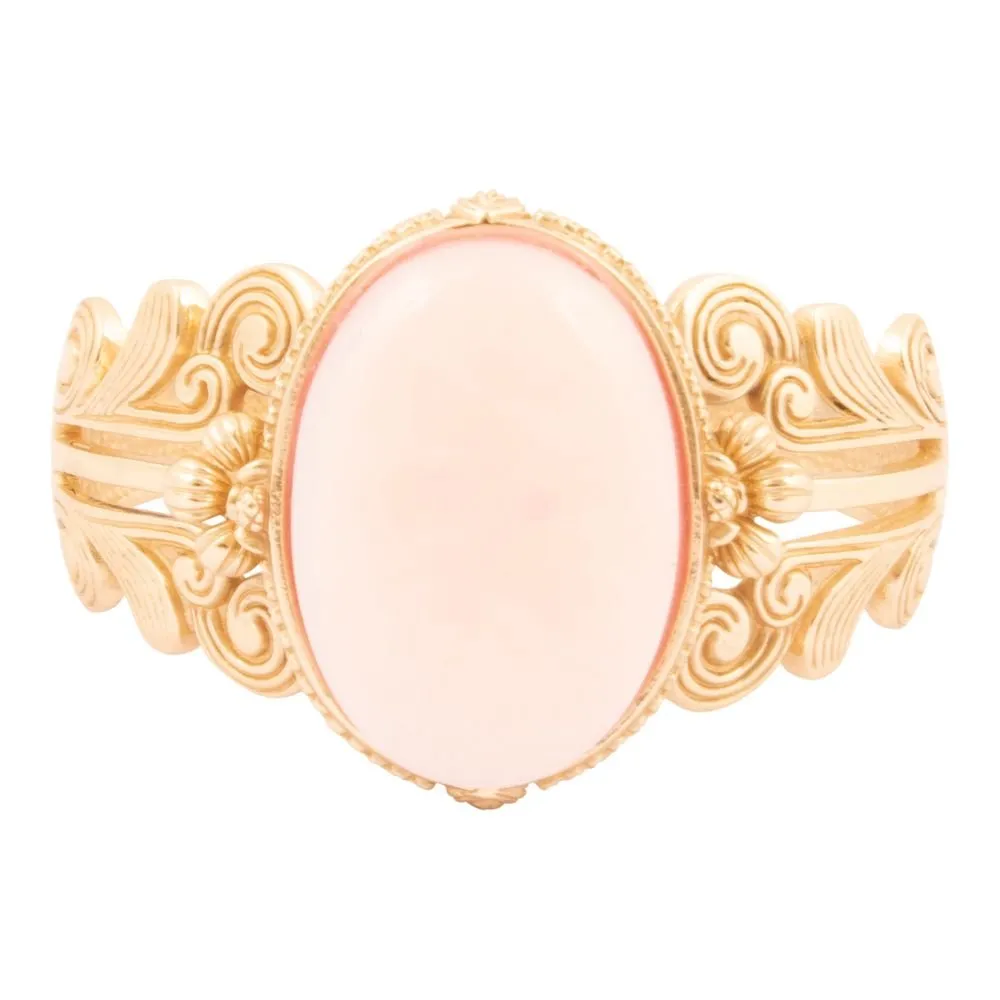 Pink Opal Golden Lotus Statement Cuff Bracelet sold by Barse product image thumbnail 4
