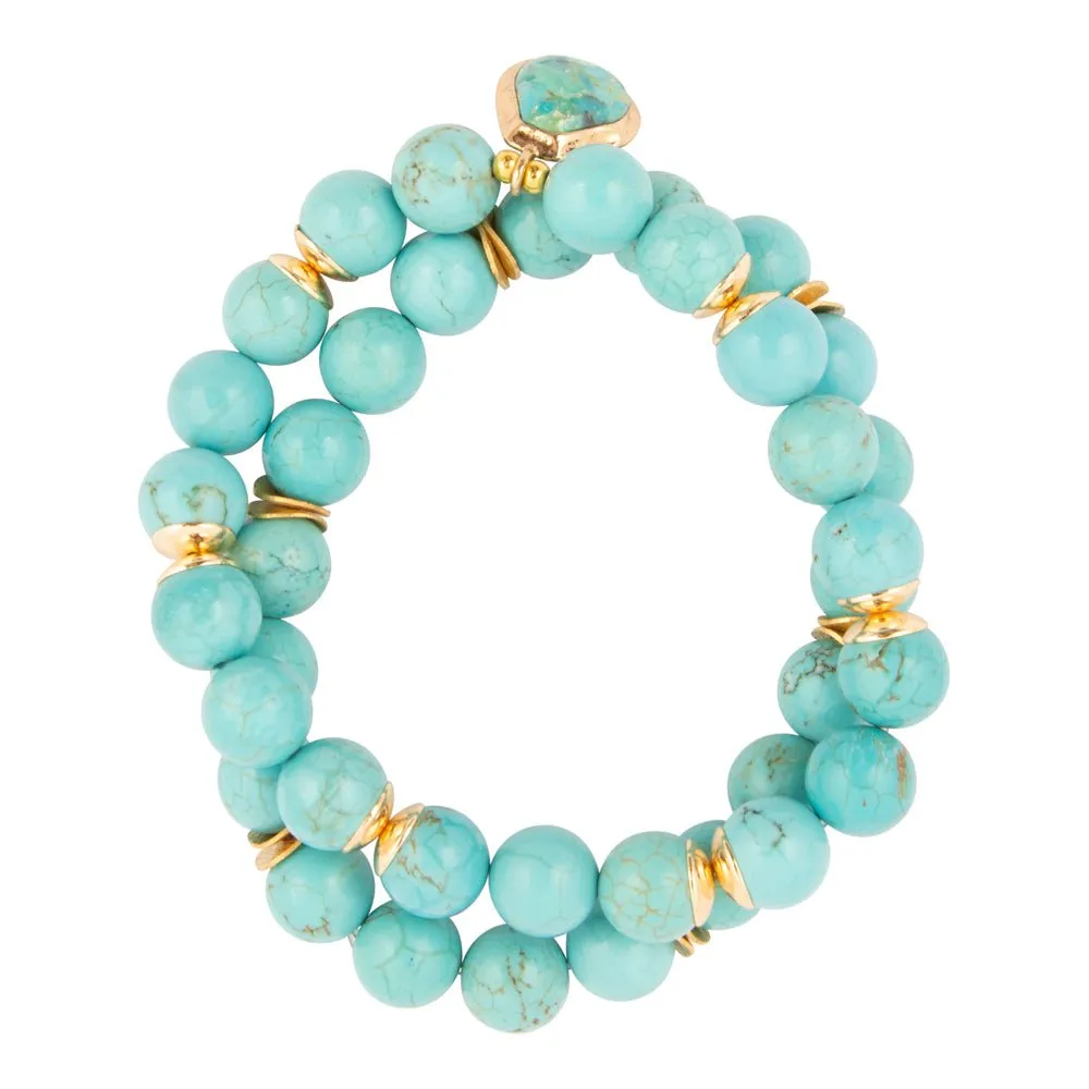 Double Dip Blue Magnesite Golden Bracelet Set sold by Barse product image thumbnail 4