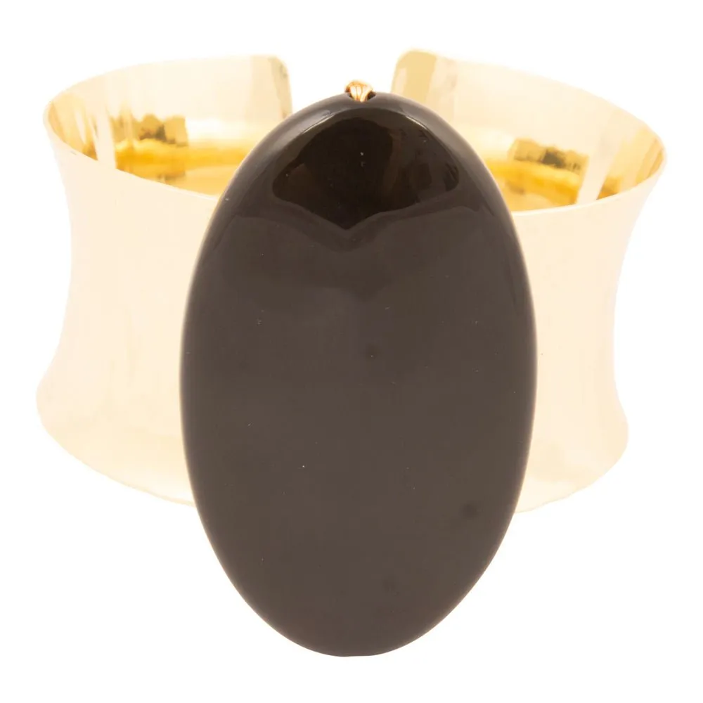 Black Onyx Slab Golden Cuff Bracelet sold by Barse product image thumbnail 5