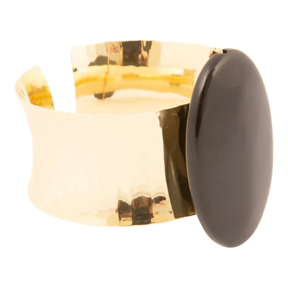 Black Onyx Slab Golden Cuff Bracelet sold by Barse
