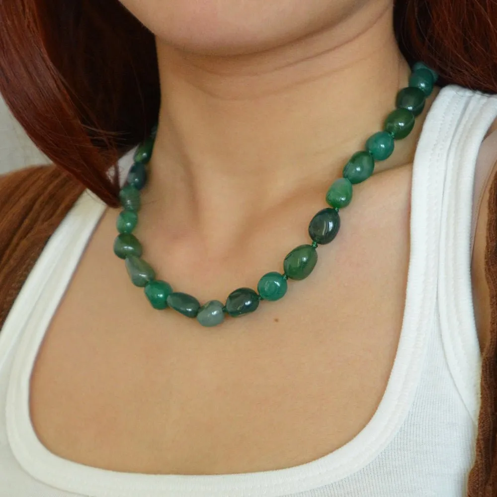 Green Agate Nugget Knotted Necklace sold by Barse product image thumbnail 2
