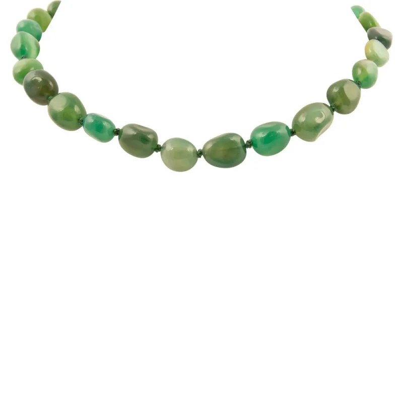 Green Agate Nugget Knotted Necklace sold by Barse
