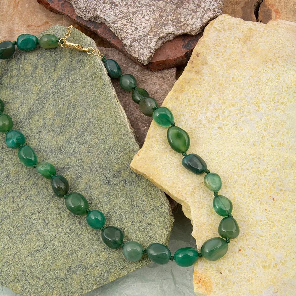 Green Agate Nugget Knotted Necklace sold by Barse product image thumbnail 3