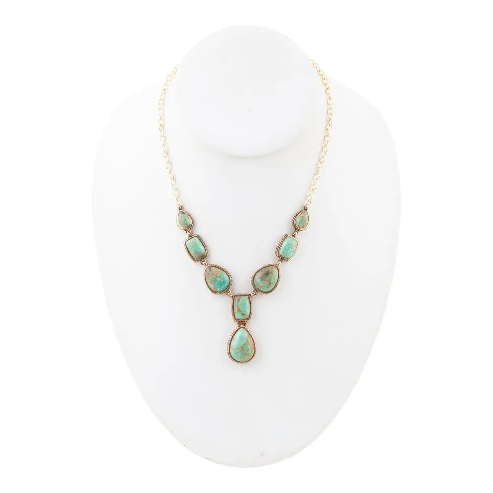 Genuine Blue Turquoise Roped Golden Bronze Y Necklace sold by Barse product image thumbnail 3