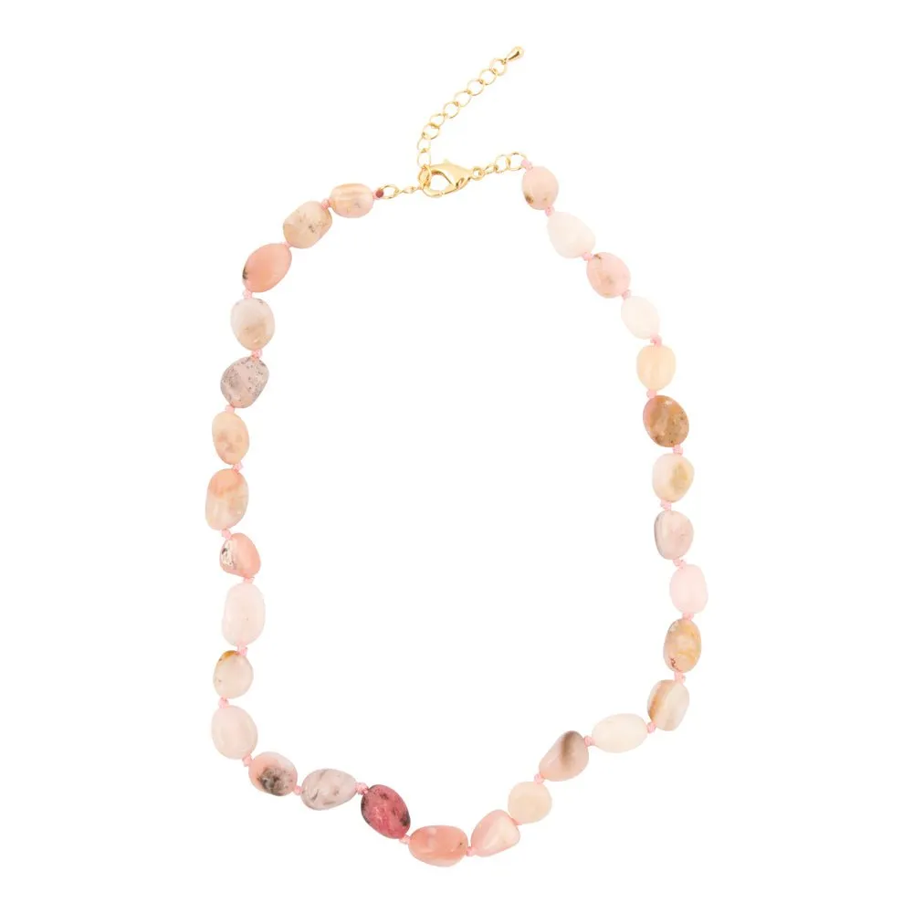 Pink Opal Nugget Knotted Golden Necklace sold by Barse product image thumbnail 5