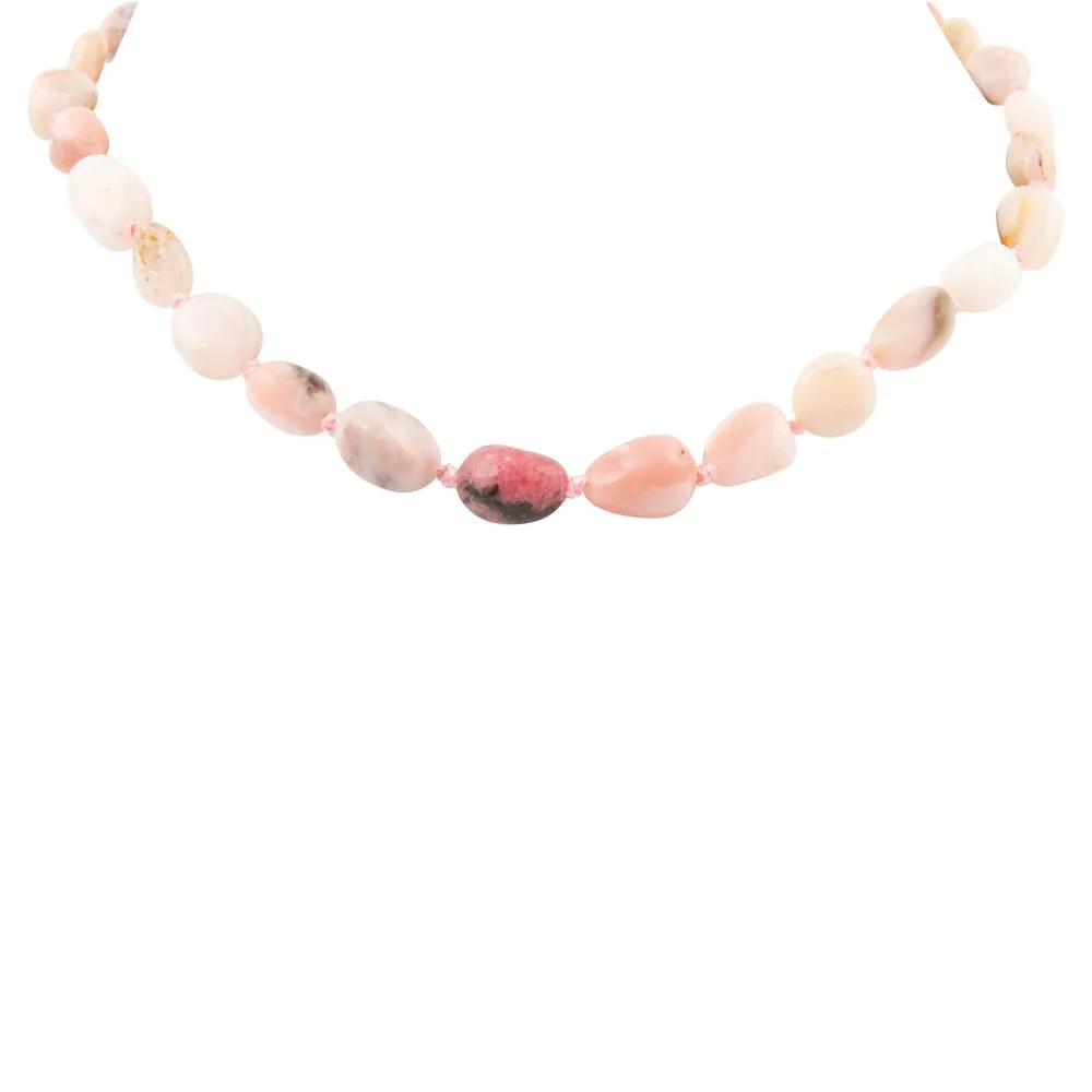 Pink Opal Nugget Knotted Golden Necklace sold by Barse