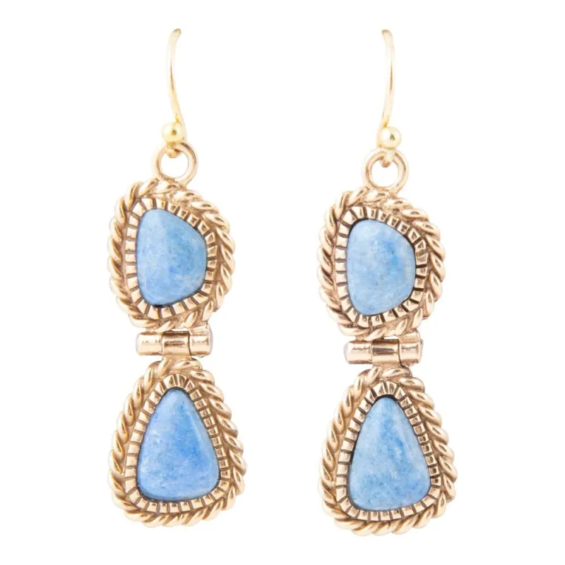 Roped Denim Blue Lapis Golden Drop Earrings sold by Barse