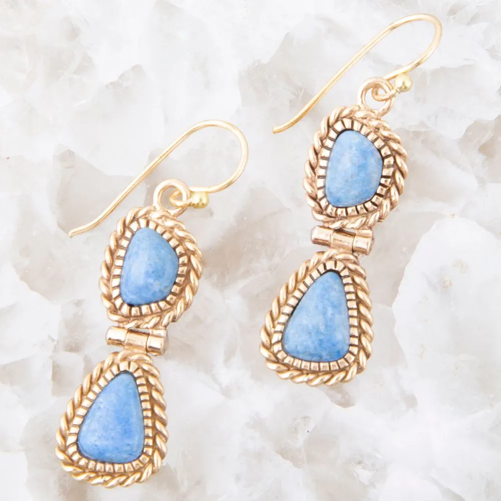 Roped Denim Blue Lapis Golden Drop Earrings sold by Barse product image thumbnail 3