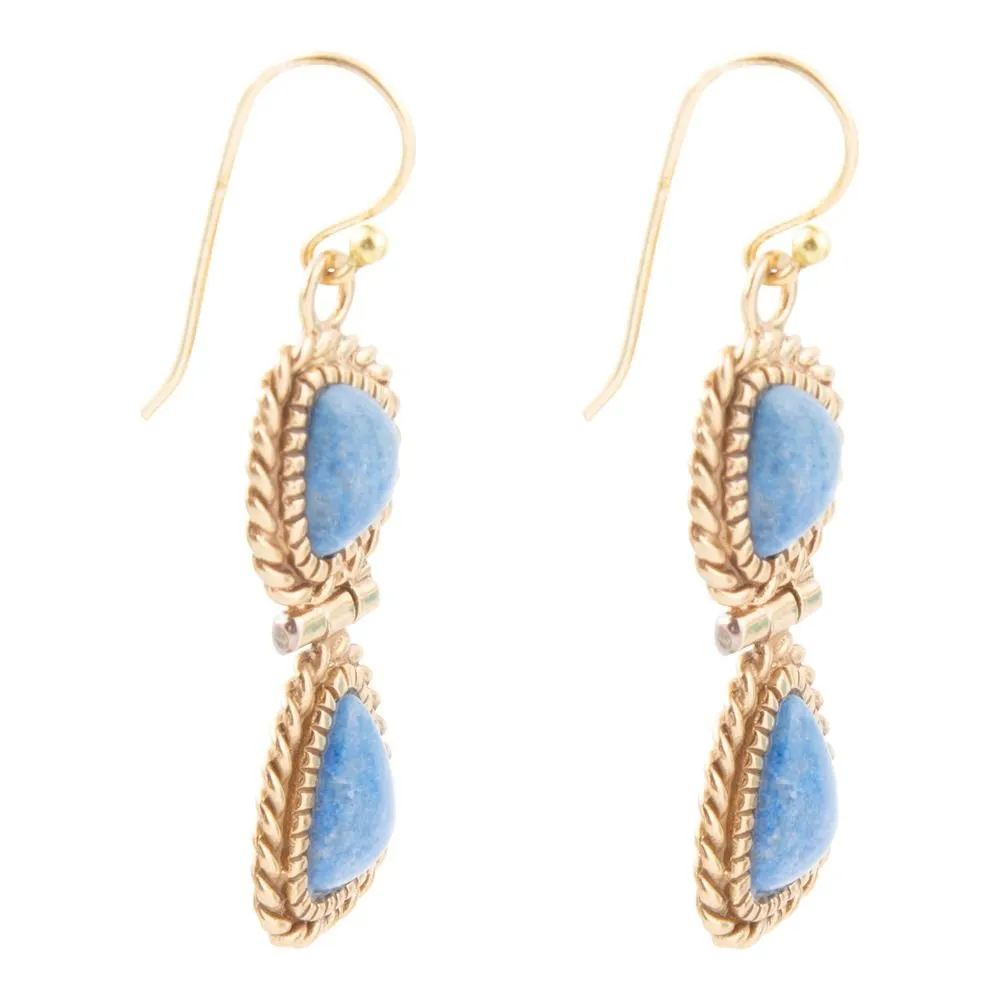 Roped Denim Blue Lapis Golden Drop Earrings sold by Barse product image thumbnail 4