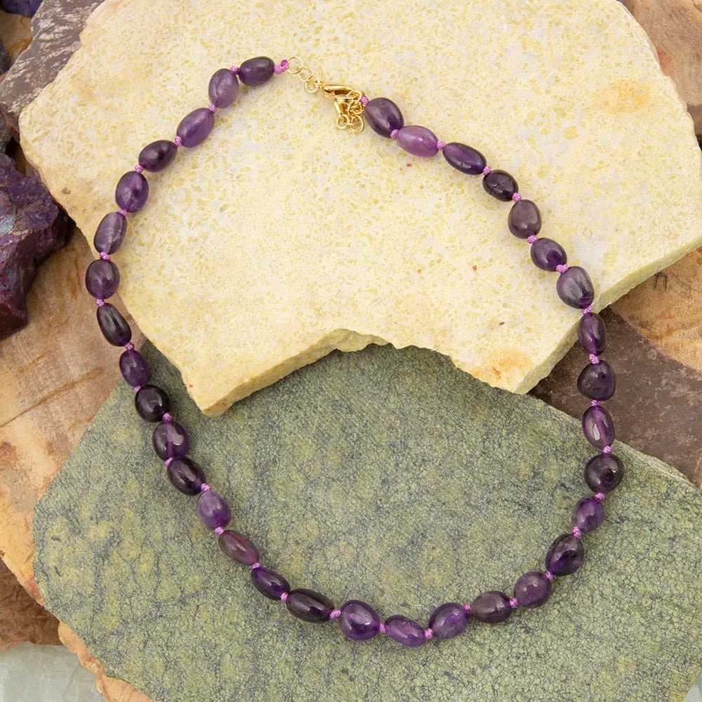 Purple Amethyst Nugget Knotted Necklace sold by Barse product image thumbnail 5