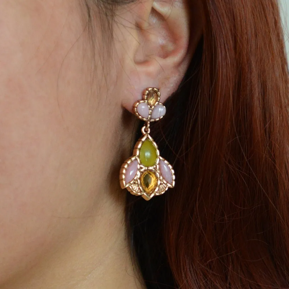 Stargazer Green and Pink Golden Post Drop Earrings sold by Barse product image thumbnail 2