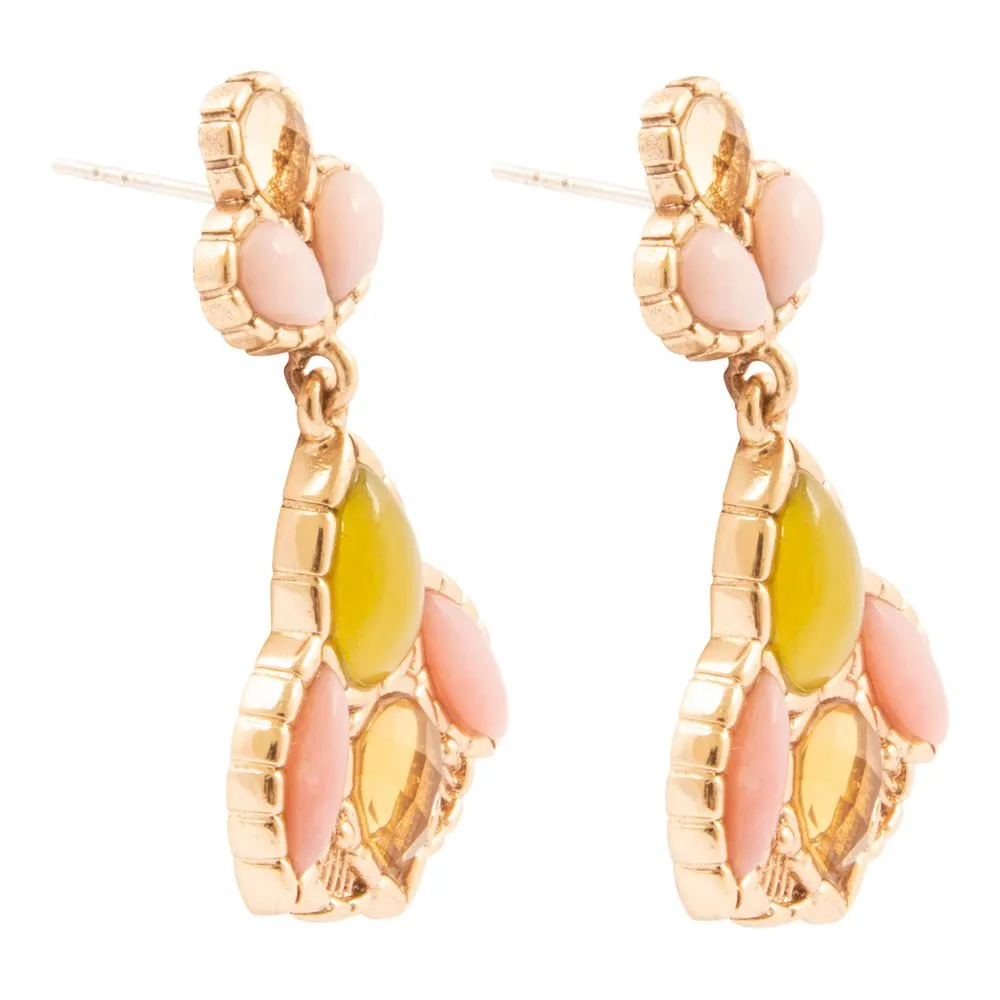 Stargazer Green and Pink Golden Post Drop Earrings sold by Barse product image thumbnail 4