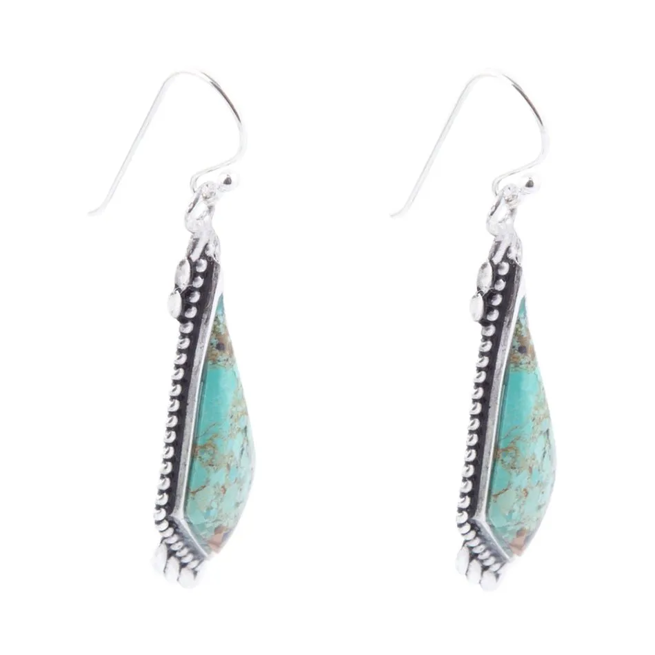 Anemone Long Diamond Genuine Turquoise and Sterling Silver Earrings sold by Barse product image thumbnail 3