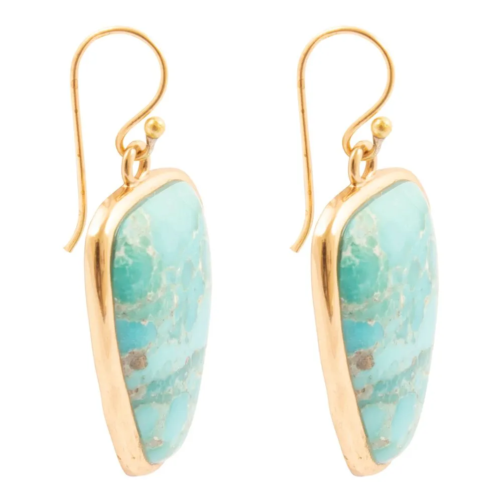 Bold Blue Turquoise Golden Drop Earrings sold by Barse product image thumbnail 4