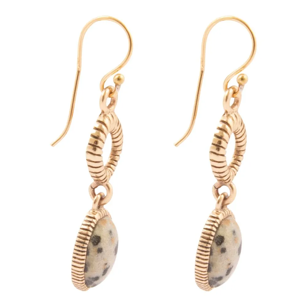 Dalmatian Jasper Golden Drop Earrings sold by Barse product image thumbnail 4