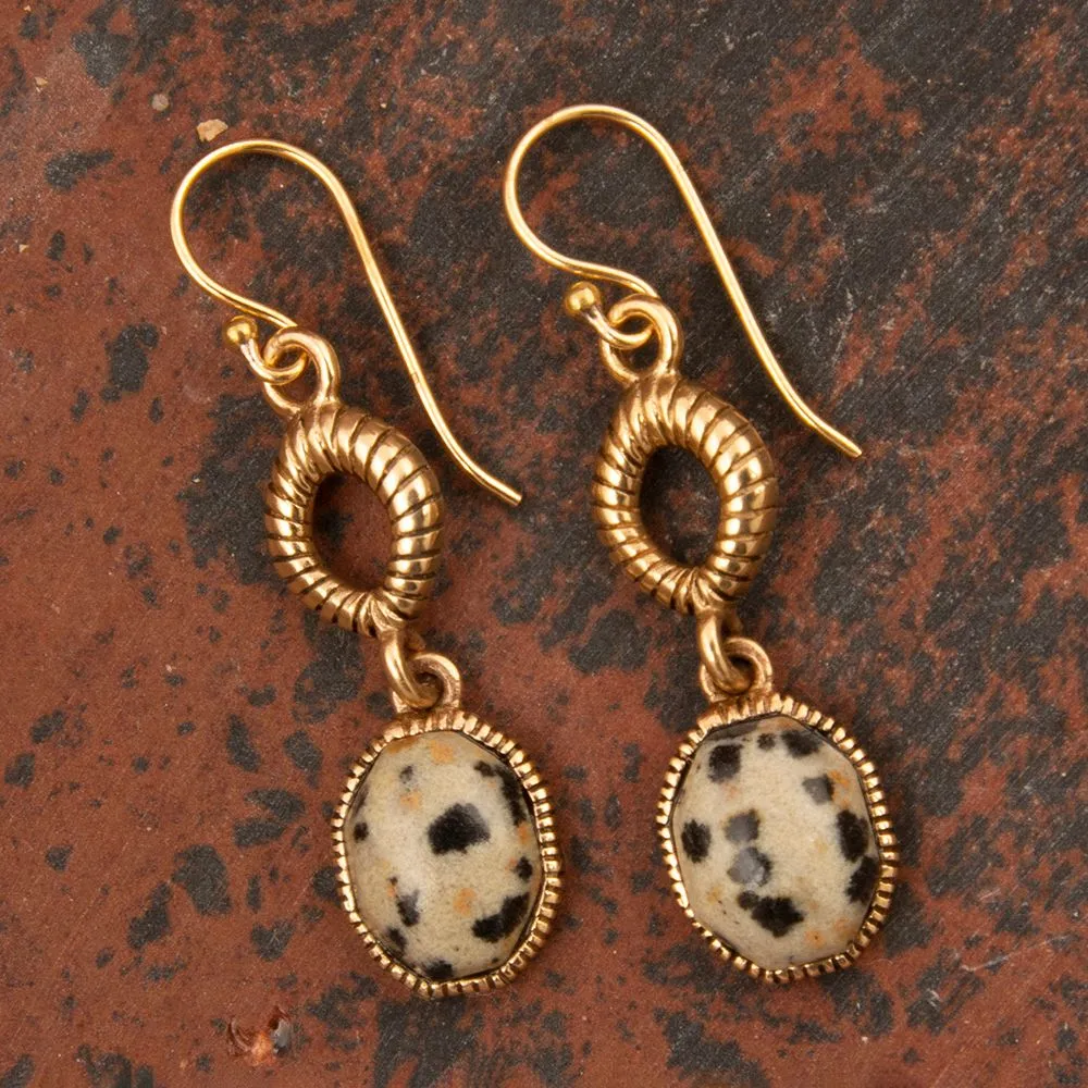 Dalmatian Jasper Golden Drop Earrings sold by Barse product image thumbnail 3
