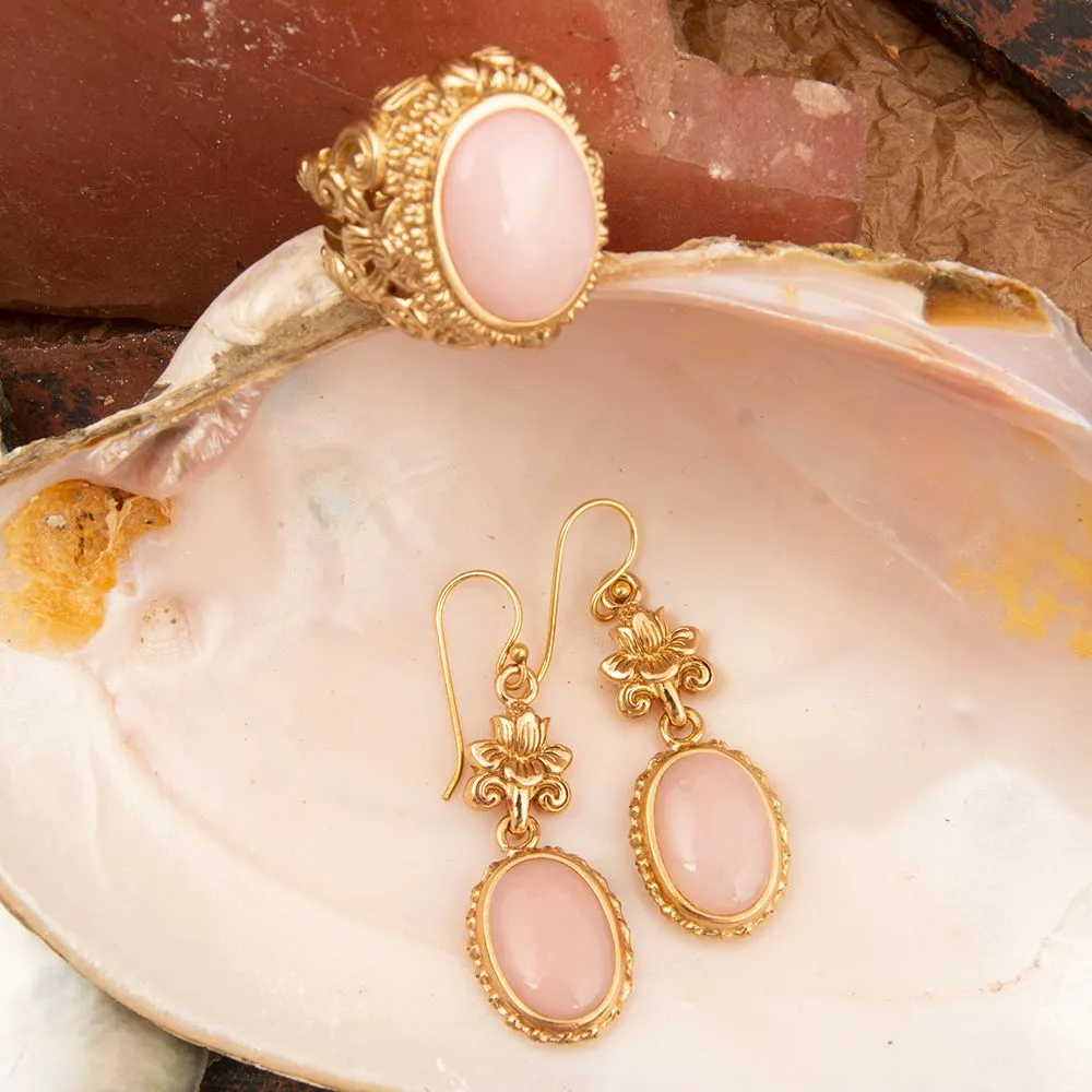 Pink Opal Golden Lotus Drop Earrings sold by Barse product image thumbnail 5