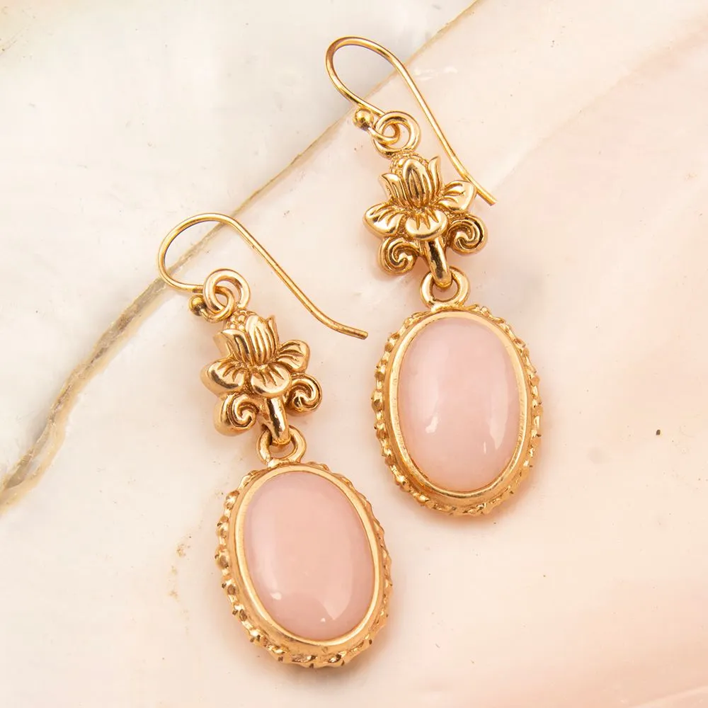 Pink Opal Golden Lotus Drop Earrings sold by Barse product image thumbnail 3