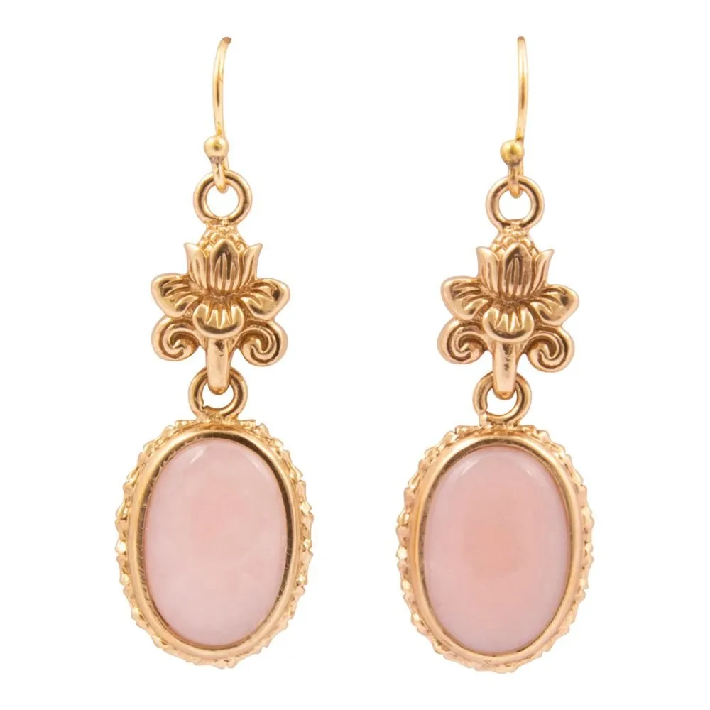 Pink Opal Golden Lotus Drop Earrings sold by Barse