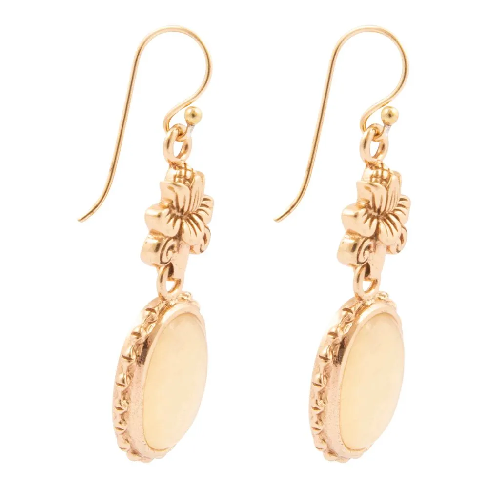 Yellow Agate Golden Lotus Drop Earrings sold by Barse product image thumbnail 4