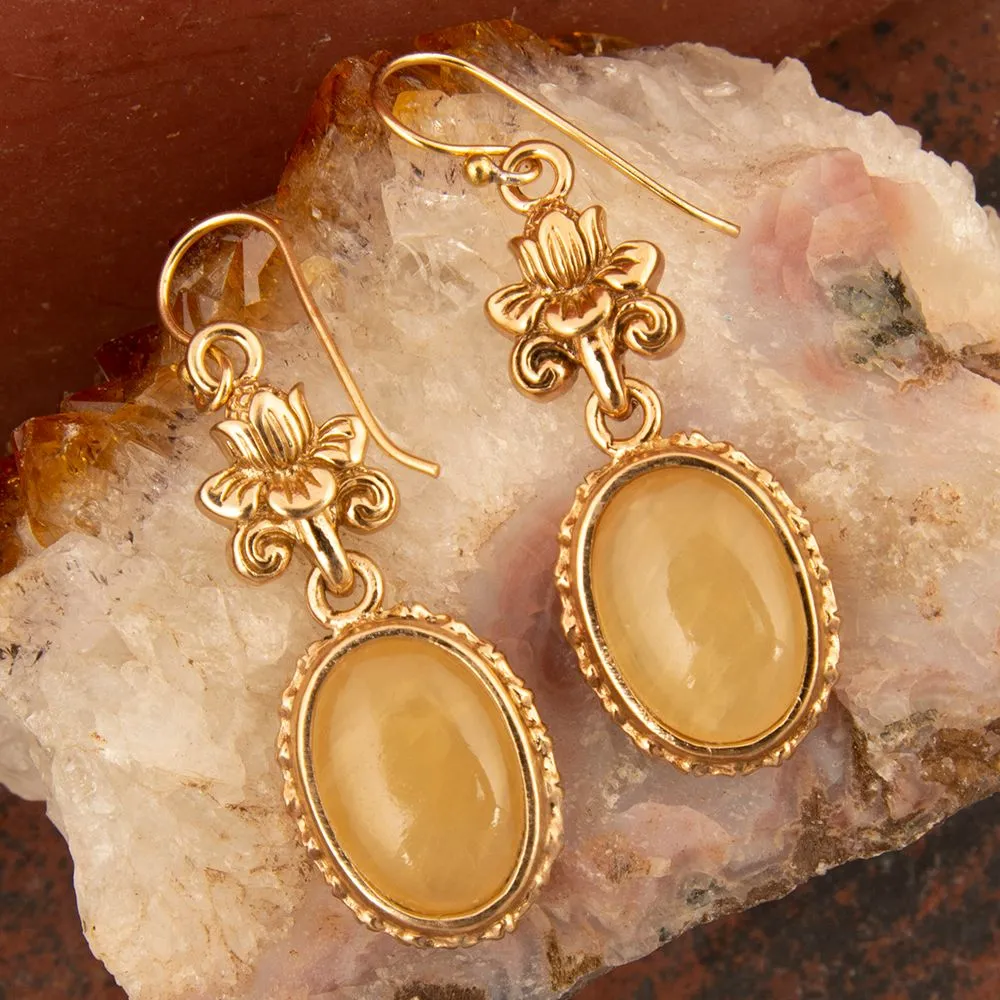Yellow Agate Golden Lotus Drop Earrings sold by Barse product image thumbnail 3