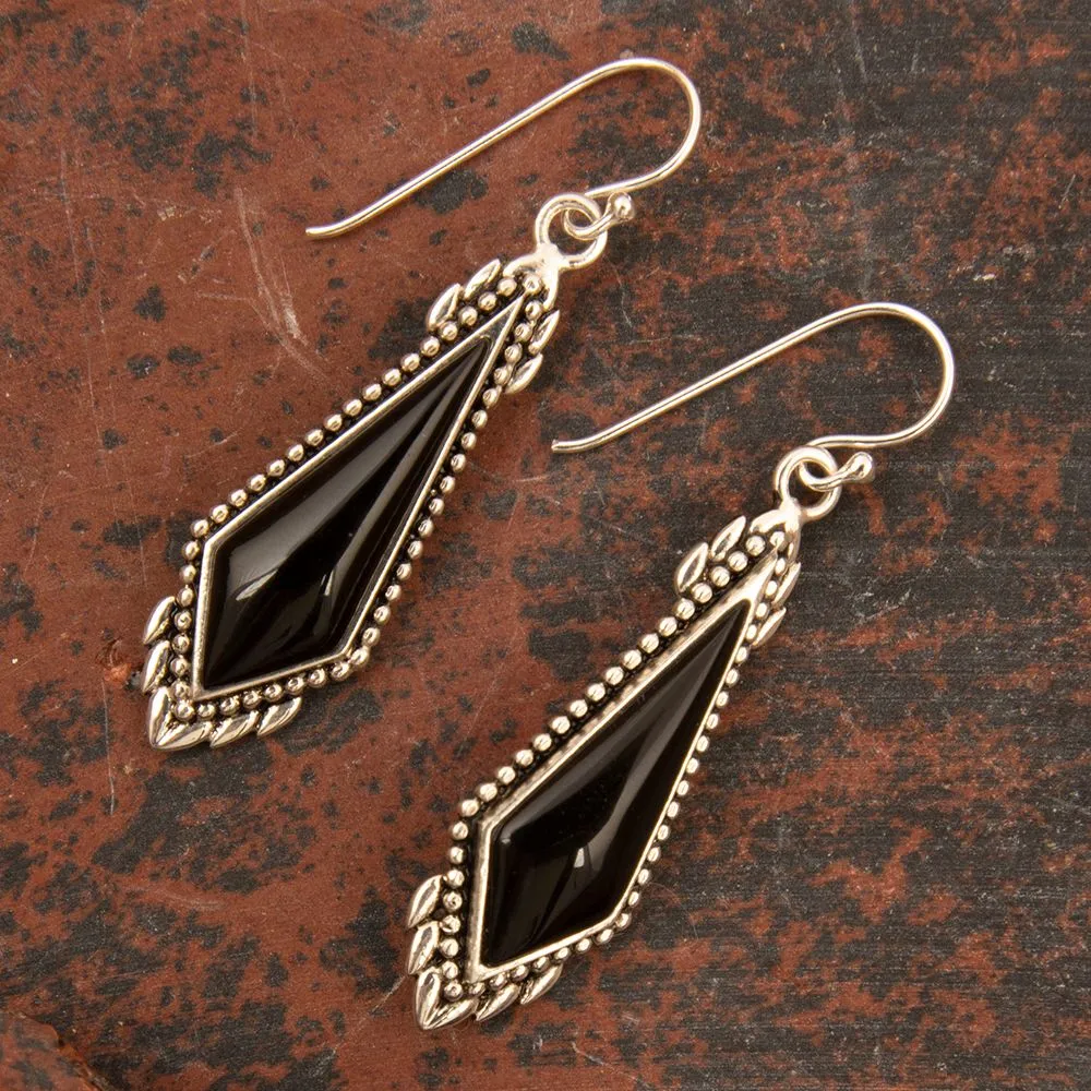 Anemone Black Onyx Sterling Silver Drop Earrings sold by Barse product image thumbnail 3