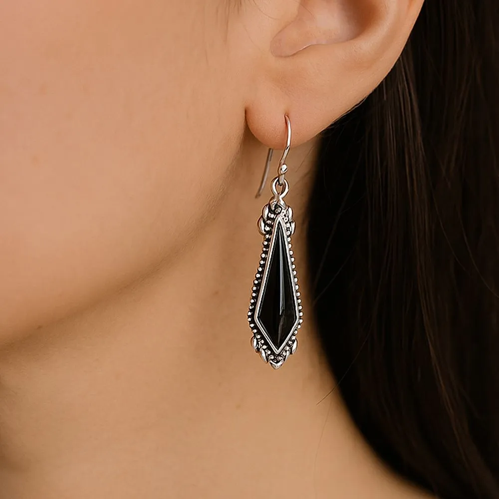 Anemone Black Onyx Sterling Silver Drop Earrings sold by Barse product image thumbnail 2