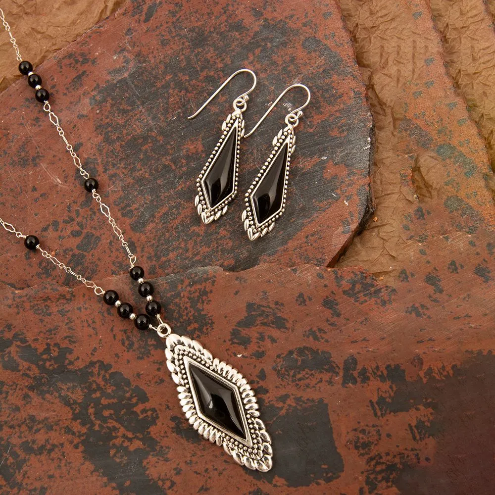 Anemone Black Onyx Sterling Silver Drop Earrings sold by Barse product image thumbnail 5