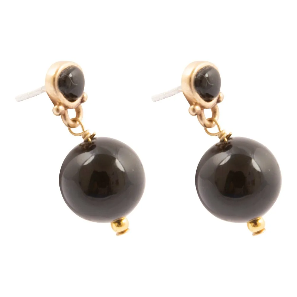 Black Onyx Golden Drop Post Earrings sold by Barse product image thumbnail 4