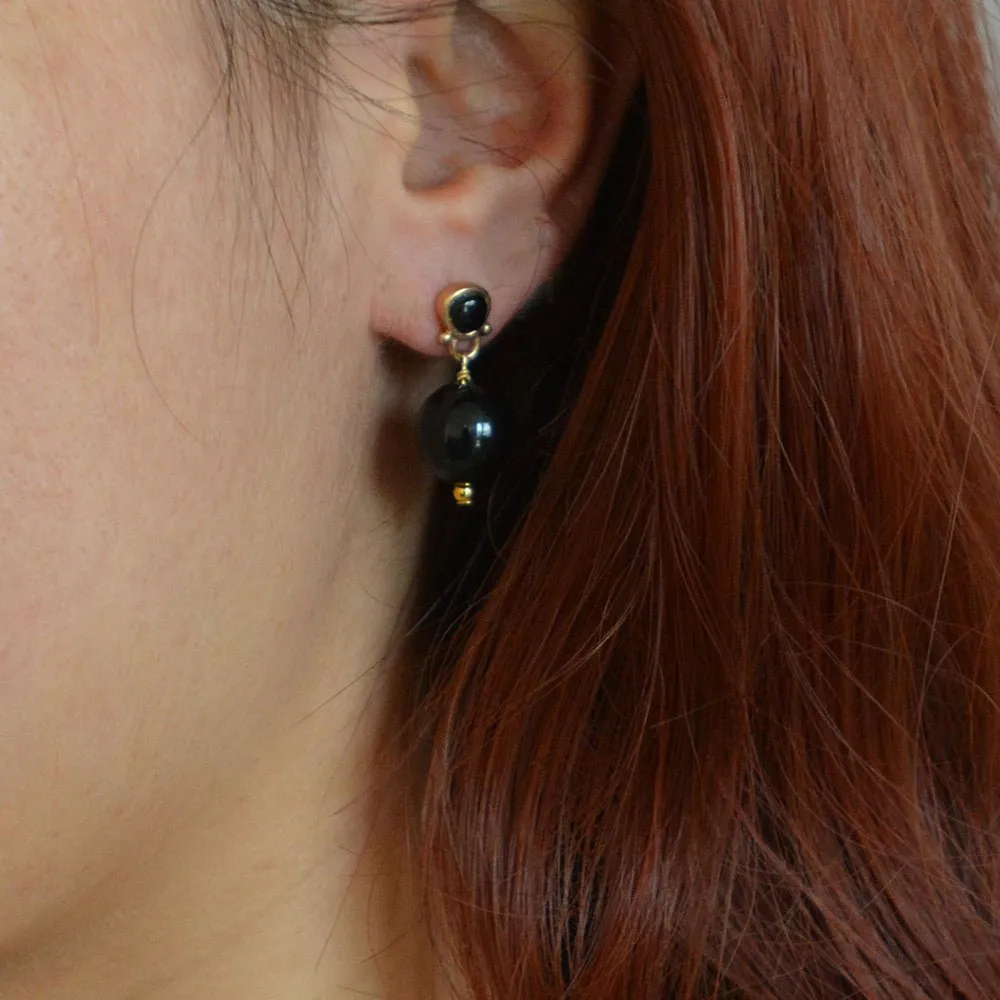 Black Onyx Golden Drop Post Earrings sold by Barse product image thumbnail 2