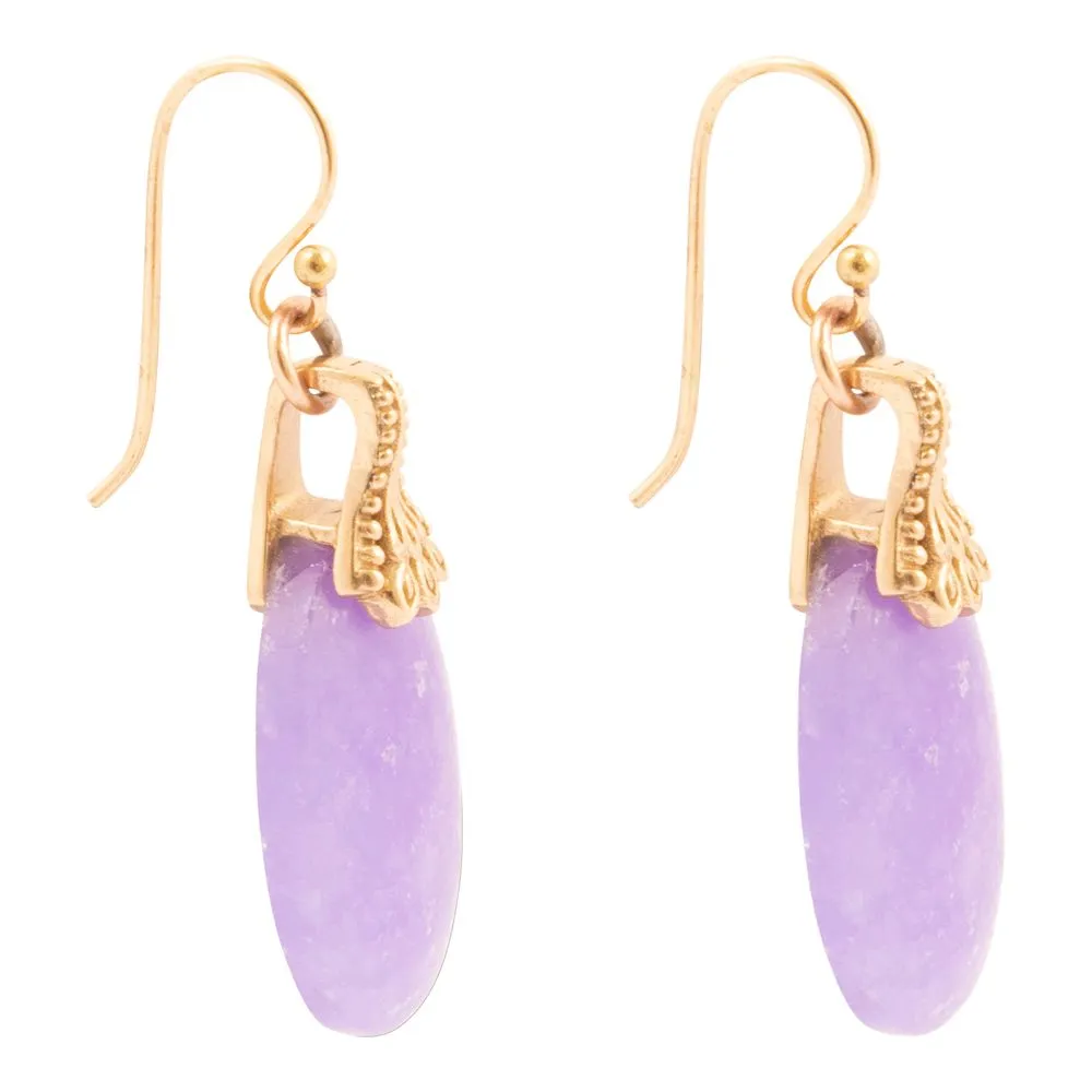 Sari Purple Quartz Golden Drop Earrings sold by Barse product image thumbnail 4