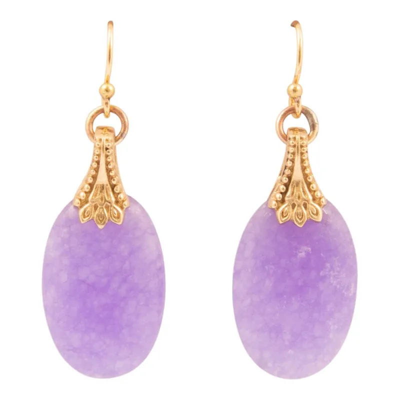 Sari Purple Quartz Golden Drop Earrings sold by Barse