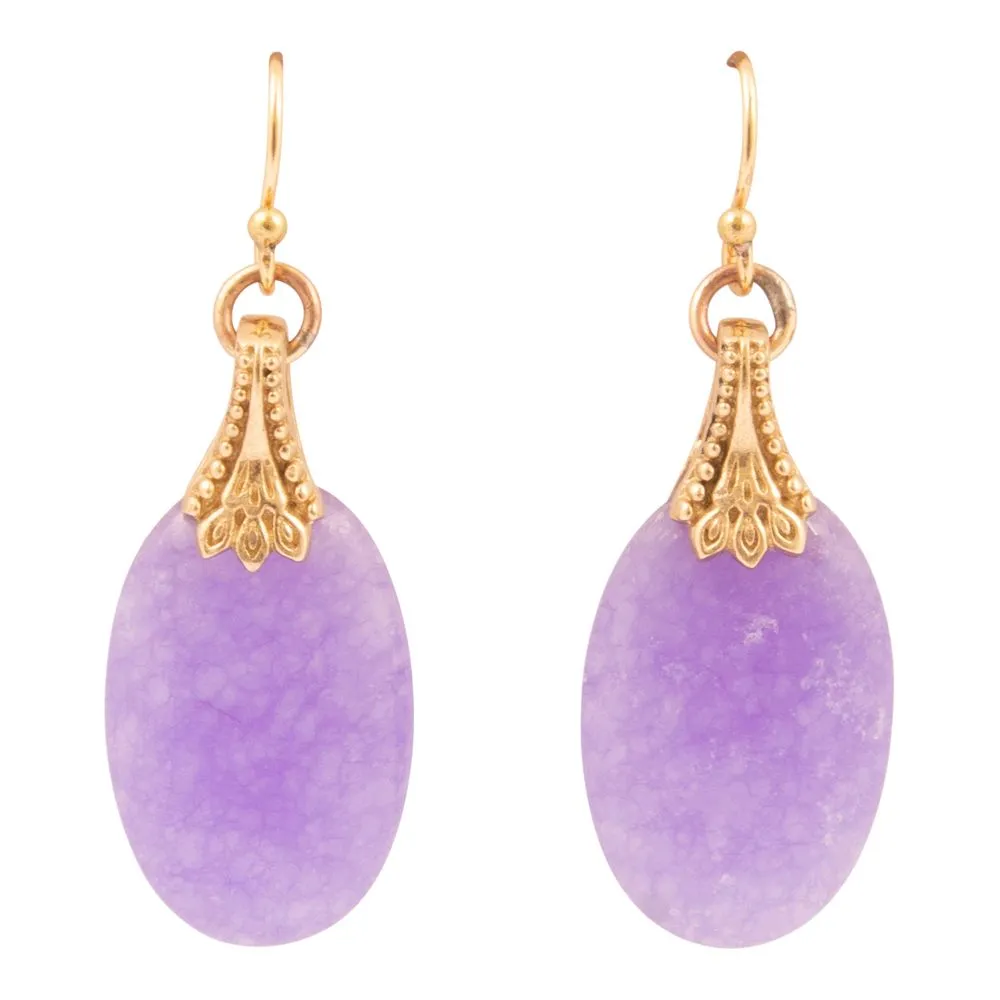 Sari Purple Quartz Golden Drop Earrings sold by Barse