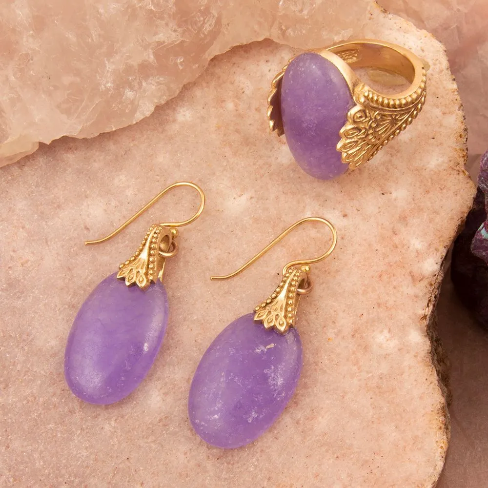 Sari Purple Quartz Golden Drop Earrings sold by Barse product image thumbnail 5