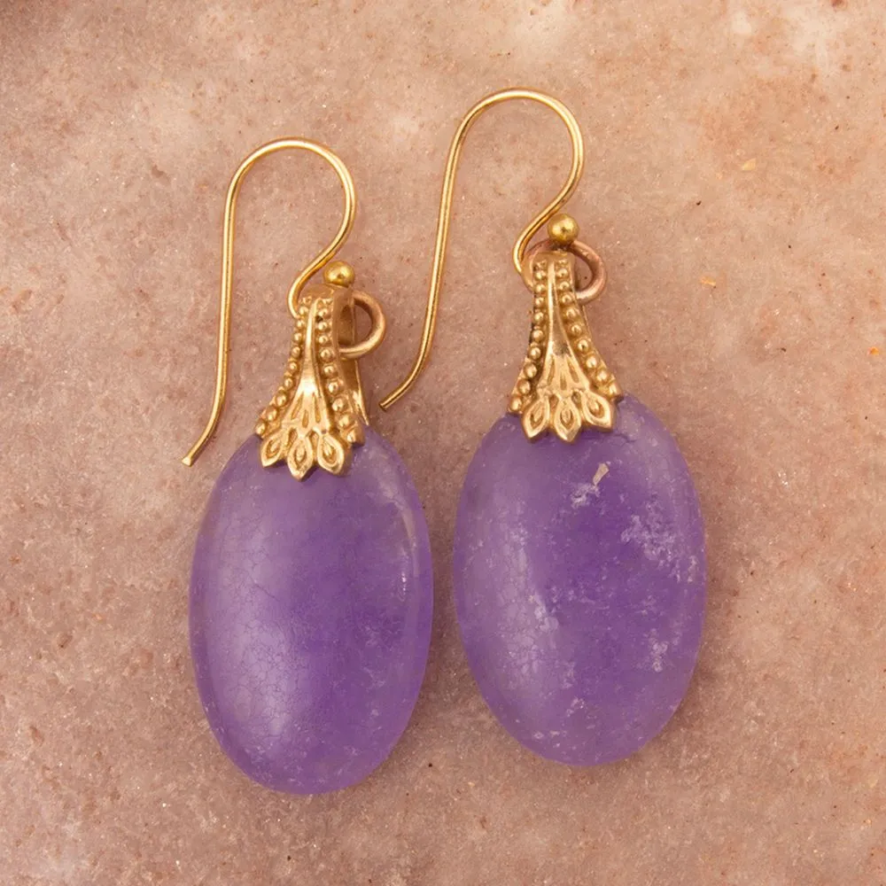 Sari Purple Quartz Golden Drop Earrings sold by Barse product image thumbnail 3
