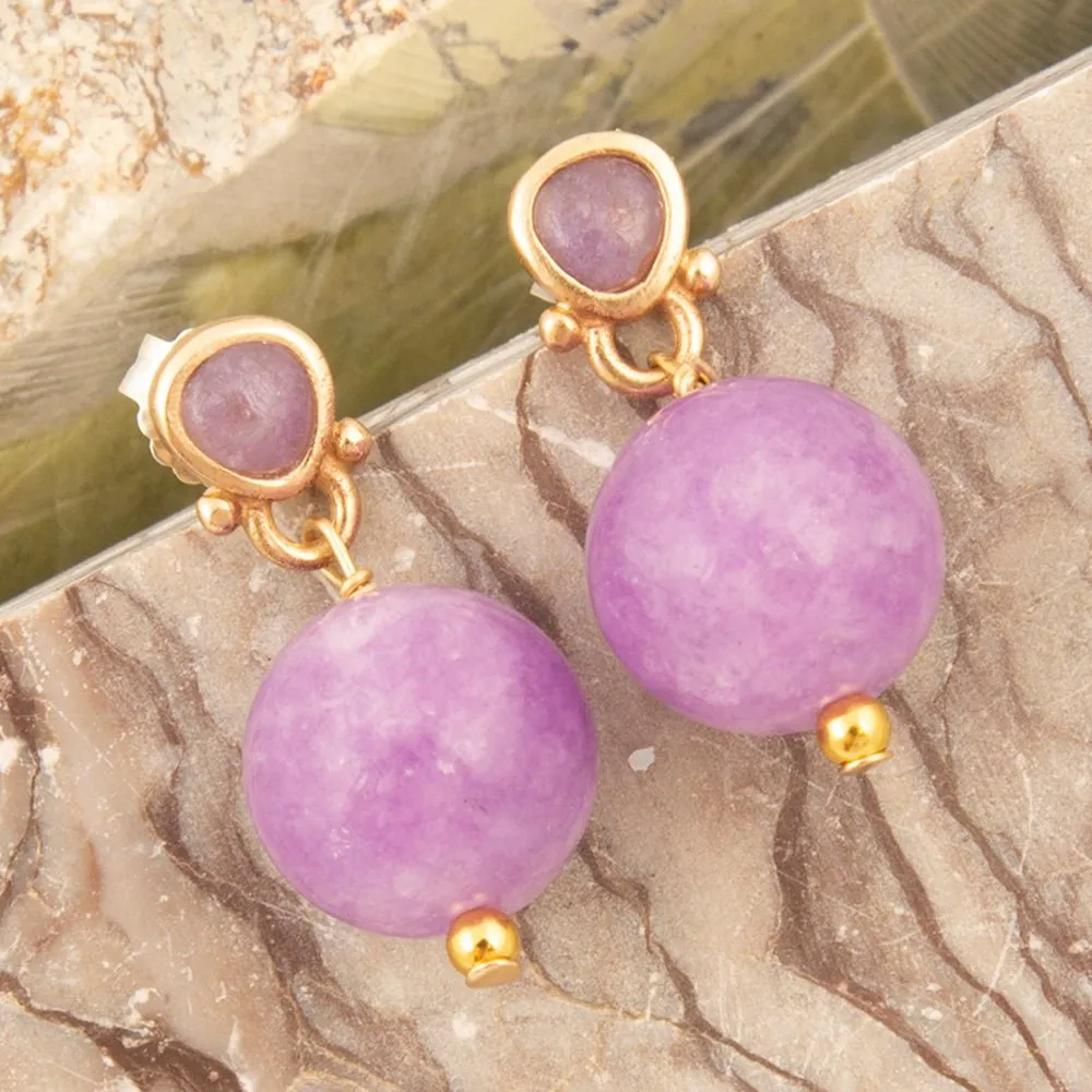 Purple Quartz Golden Drop Post Earrings sold by Barse product image thumbnail 3